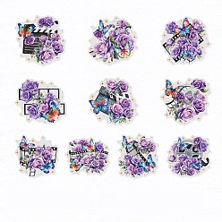 Purple PET Butterfly Collage Sticker, for Water Bottles, Laptop, Phone, Skateboard Decoration, Purple, 60x60mm, 20 sheets