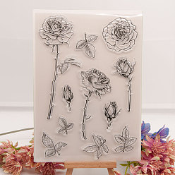Flower Silicone Stamps, for DIY Scrapbooking, Photo Album Decorative, Cards Making, Stamp Sheets, Rose Pattern, 21x15x0.3cm