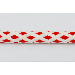 Rouge Coréen cordon ciré, polyester cordon, rouge et blanc, taille: environ 3 mm d'épaisseur, 47 yards / rouleau