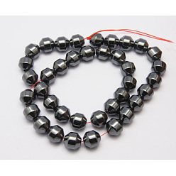 Black Non-Magnetic Synthetic Hematite Beads Strands, Black, Size: about 10mm in diameter, 10mm long, hole: 1mm, 38pcs/strand, 15 inch