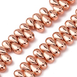 Гальванический Розовый Золотой Стеклянные бусины с гальваническим покрытием , слеза, покрытием из розового золота, 9x6x5.5 мм, отверстие : 0.9 мм, около 125 шт / нитка, 15.75'' (40 см)