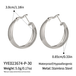 Серебро Серьги из 304 нержавеющей стали, серебряные, 30x8.5 мм