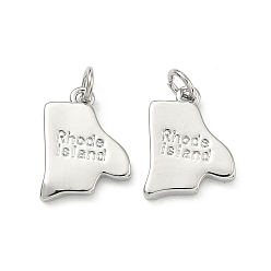 Платина Латунные подвески, самородки со словом «очарования острова Рода», долговечный, стойки покрытие, без свинца и без кадмия, платина, 16.5x12.5x2.5 мм, Перейти кольцо: 5x1 мм, 3 мм внутренним диаметром