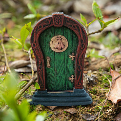 Medium Sea Green Wood Elf Fairy Door Figurines Ornaments, for Garden Courtyard Tree Decoration, Medium Sea Green, 100x10mm