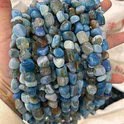 Синий Природный агат бисер нитей, окрашенные, самородки, синие, 8~12x8~12x8~12 мм, отверстие : 1.3 мм, около 32 шт / нитка, 14.96'' (38 см)