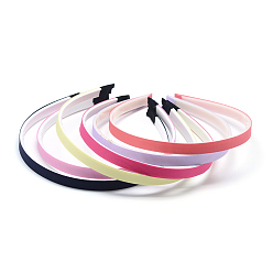 Mixed Color Plain Plastic Hair Band Findings, with Teeth, with Grosgrain, Mixed Color, 120mm, 10mm