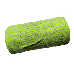 Лайм Двухцветные хлопковые нити, макраме шнур, декоративные нитки, для поделок ремесел, упаковка подарков и изготовление ювелирных изделий, желто-зеленые, 2 мм, около 109.36 ярдов (100 м) / рулон