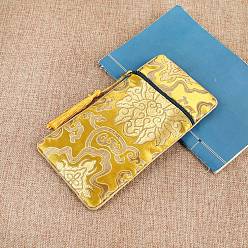 Желтый Шелковый чехол для книги сутры в этническом стиле на молнии, сумки с кисточками для хранения Священных Писаний, прямоугольные, желтые, 20x11x0.7 см