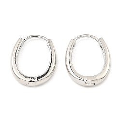 Платина Латунные серьги обруча, овальные, платина, 19x15.5x3.5 мм