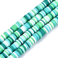Spring Green Handmade Polymer Clay Beads Strands, for DIY Jewelry Crafts Supplies, Heishi Beads, Disc/Flat Round, Spring Green, 6x0.5~2mm, Hole: 1.6mm, about 360~390pcs/strand, 17.5 inch~17.9 inch(44.5~45.5cm)