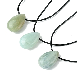 Flower Amazonite Ожерелья с подвесками из натуральных цветов амазонита, воском шнура, слеза, 14.17~27.95 дюйм (36~71 см)