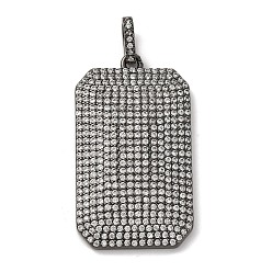 Черный Латунные микро проложить кубического циркония подвески, прямоугольник амулеты, стойки покрытие, прочное покрытие, без кадмия и без свинца, чёрные, 35x20.5x3.5 мм, отверстие : 5.5x3 мм