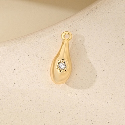 Золотой Подвески из металла с микропаве из кубического циркония, слеза, золотые, 6x16 мм