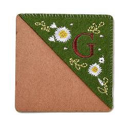 Letter G Embroidery Corner Bookmarks, Personalized Hand Embroidered Bookmark, Flower Felt Triangle Corner Page Marker, for Book Reading Lovers Teachers, Square, Letter.G, 95x95mm