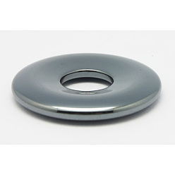 Черный Немагнитная синтетический гематит кулон, класс А, пончик / пи-диск, чёрные, ширина пончика: 13.5 мм, 41x6 мм, отверстие : 14 мм
