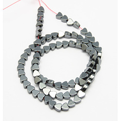 Black Non-Magnetic Synthetic Hematite Beads Strands, Mother's Day Gifts Making, Heart, Black, Size: about 4mm long, 4mm wide, 2mm thick, hole: 1mm, about 96pcs/strand, 12.5 inch