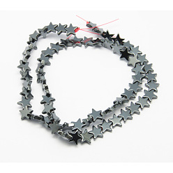 Black Non-Magnetic Synthetic Hematite Beads Strands, Christmas Star, Black, Size: about 10mm in diameter, 1.5mm thick, hole: 1mm, about 51pcs/strand, 15.7 inch