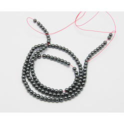 Black Non-Magnetic Synthetic Hematite Beads Strands, Round, Black, 5mm, Hole: 1.5mm about 80pcs/strand, 15.7 inch