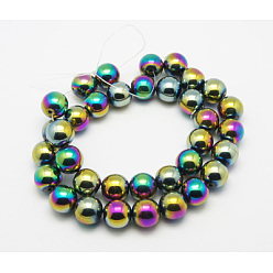 Farbig Unmagnetische synthetischen Hämatitkornen Stränge, Klasse A, Runde, Regenbogen-Farb, Größe: ca. 12 mm in Durchmesser, Bohrung: 1 mm, ca. 35 Stk. / Strang, 15.7 Zoll