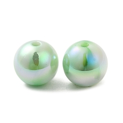 Pale Green Iridescent ABS Plastic Beads, Round, Pale Green, 12x11.5mm, Hole: 2mm