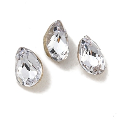 Александрит Стеклянные стразы кабошоны, задние и задние, граненые, слеза, александрит, 4x2.5x2 мм