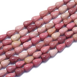Rhodonite Natural Rhodonite Beads Strands, Drop, 9x6mm, Hole: 0.8mm, about 43pcs/Strand, 14.96 inch(38cm)