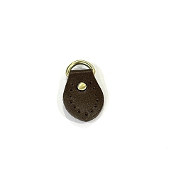 Coffee Cattlehide Zipper Heads, Leather Zipper Pullers, for Boot, Jacket, Luggage Handbags, Bags, Purse, Jacket Repairing, Coffee, 4.5x2.5cm, Hole: 13mm