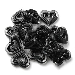 Black Acrylic Beads, Bead in Bead, Heart, Black, 19.5x23x6mm, Hole: 3mm, about 280pcs/500g