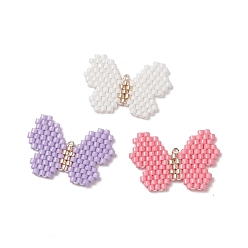 Mixed Color 3Pcs 3 Color Handmade MIYUKI Japanese Seed Pendants, Loom Pattern, Butterfly, Mixed Color, 16.5x23x2mm, Hole: 0.6mm, 1Pc/color