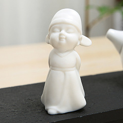 Белый Керамика статуя буддийского монаха, украшение для домашнего офиса по фэн-шуй, белые, 40x40x80 мм