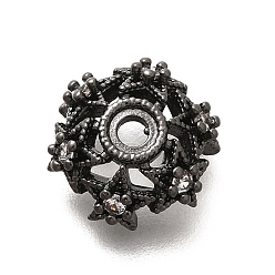 Черный Цвет Металла Покрытие стойки латунь микро паве прозрачные колпачки из кубического циркония, долговечный, без свинца и без кадмия, металлический черный , пригодный для стразов 3 мм, 11x4 мм, отверстие : 1.9 мм