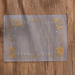 Clear Plastic Cutting Mat, Cutting Board, for Craft Art, Rectangle with Flower Pattern, Clear, 22x30cm