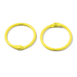 Yellow Spray Painted Iron Split Key Rings, Ring, Yellow, 30x4mm