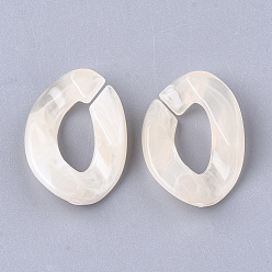 Linen Acrylic Ring Links, Imitation Gemstone, Twist, Linen, 24x17x5.5mm, Hole: 12x6mm, about 590pcs/500g