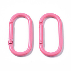 Hot Pink Aluminum Spring Gate Ring, Oval, Hot Pink, 50x25x4.5mm, Inner Diameter: 42x16mm