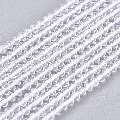 Clear Glass Beads Strands, Imitation Quartz, Faceted, Round, Clear, 2mm, Hole: 0.5mm,  about 175pcs/strand, 14.9 inch(38cm)