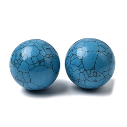 Темно-Голубой Окрашенные синтетические бирюзовые бусины без отверстий, круглые, глубокое синее небо, 30 мм