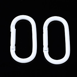 White Aluminum Spring Gate Ring, Oval, White, 50x25x4.5mm, Inner Diameter: 42x16mm