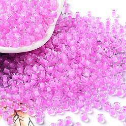 Orchid Glass Bead, Inside Colours, Round Hole, Round, Orchid, 4x3mm, Hole: 1.4mm, 7650pcs/pound