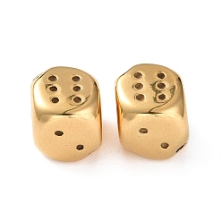 Golden Ion Plating(IP) 304 Stainless Steel Beads, Dice, Golden, 10x10x10mm, Hole: 2mm