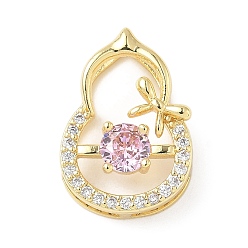 Настоящее золото 18K Латунные микро проложить кубического циркония подвески, Горлянка, реальный 18 k позолоченный, 17x12x5.5 мм, отверстия: 1x6 мм / 3x6.5 мм