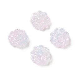 Pearl Pink Spray Painted Transparent Glass Beads, Sunflower, Pearl Pink, 14x14.5x6.5mm, Hole: 1.2mm