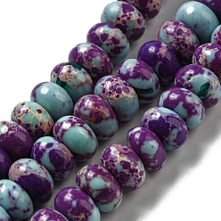 Purple Synthetic Imperial Jasper Dyed Beads Strands, Rondelle, Purple, 8~8.5x5~5.5mm, Hole: 1.2mm, about 76~77pcs/strand, 15.20''~15.47"(38.6~39.3cm)