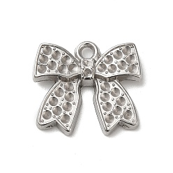 Stainless Steel Color 304 Stainless Steel Pendant Rinestone Settings, Bowknot, Stainless Steel Color, Fit for 1.2mm Rhinestone, 17x19x3.5mm, Hole: 1.8mm