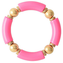 Ярко-Розовый Модные женские массивные изогнутые акриловые трубчатые бусины растягивающиеся браслеты, ярко-розовый