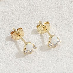 Cat Claw (ES0240) Серьги-гвоздики в богемном стиле с геометрическим опалом и цирконием с покрытием из 14k золота – шикарные и модные украшения для ушей