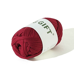 Dark Red Polyester Cloth Yarn, For Hand Knitting Thick Thread, Crochet Cloth Yarn, Dark Red, 5mm, about 32.81 Yards(30m)/Skein