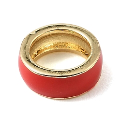 Rot Zwischenperlen aus Messing-Emaille, langlebig überzogen, cadmiumfrei und bleifrei, echt 18 k vergoldet, Gestell, rot, 11x4 mm, Bohrung: 7.5 mm