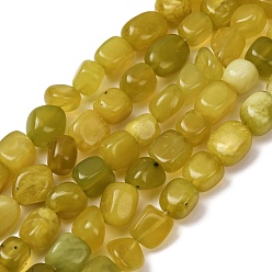 Olive Jade Corea natural de oliva jade pepitas perlas hebras, piedra caída, 8~13x8~9x8~9 mm, agujero: 1.5 mm, sobre 37~40 unidades / cadena, 14.96'' (38 cm)
