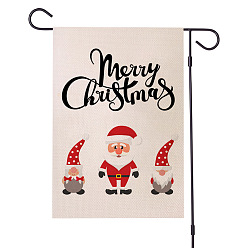 Linen Gnome Pattern Garden Flag for Christmas, Double Sided Linen House Flags, for Home Garden Yard Office Decorations, Linen, 470x320mm